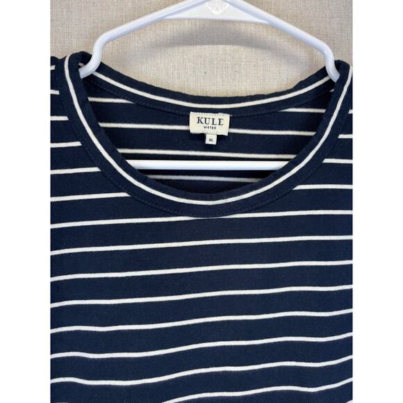 Kule Mister Men's XL navy and white stripe t-shirt 100% cotton crew neck‎ - Picture 1 of 6